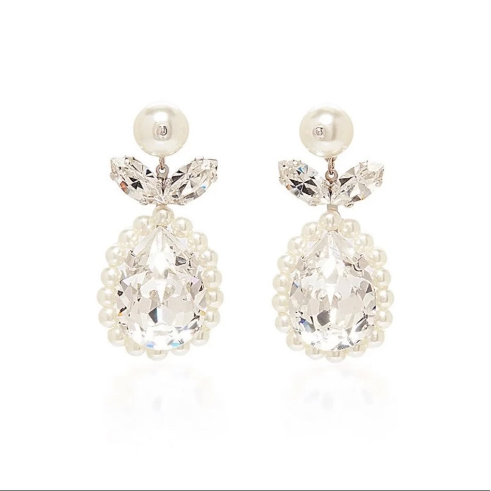 Simone Rocha Crystal Pearl Drop Earrings